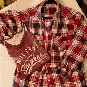 Maurices sz XL long sleeve button down and t-shirt